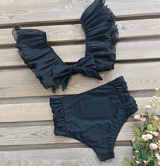 Black Butterfly V-Neck Swimwear
