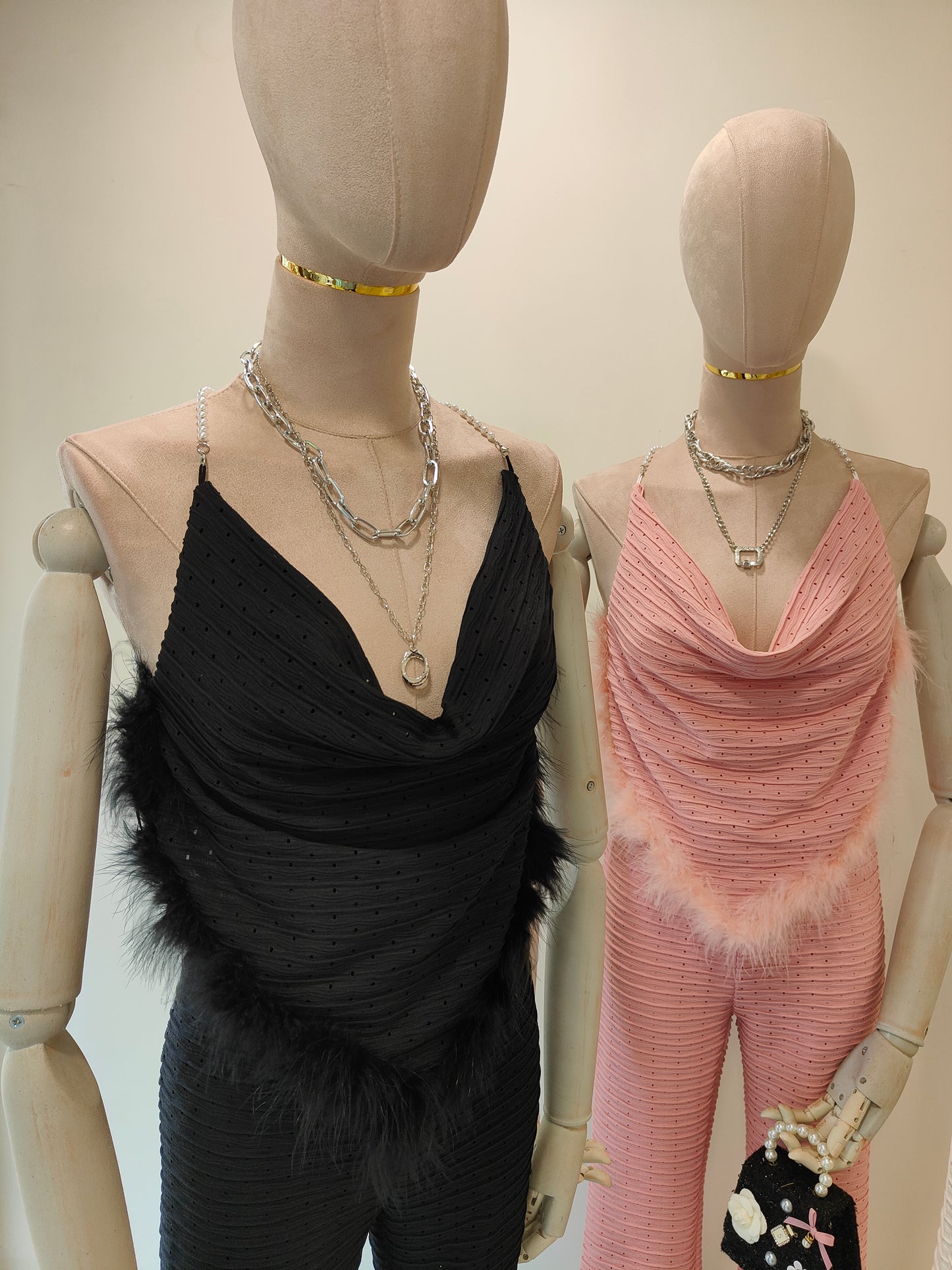 Pearl and Fur Tops and Pants