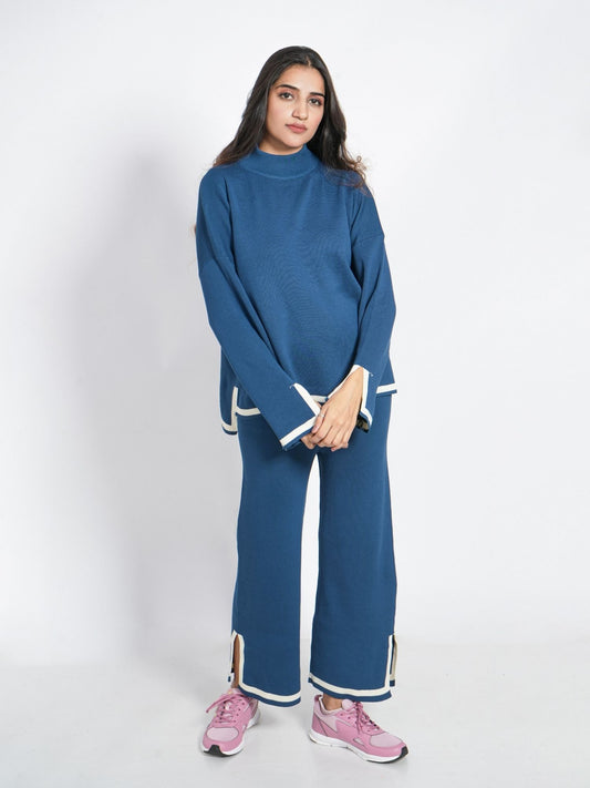 Blue Round Neck Loungewear Set