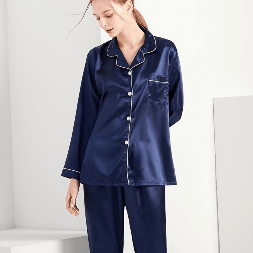 Navy Blue Full Sleeves Nightsuit