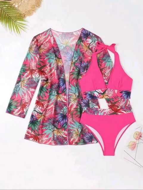 Pink Paradise Monokini and Jacket