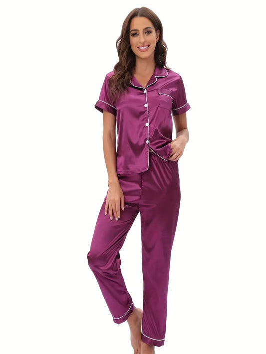 Purple Short Sleeves Nightsuit