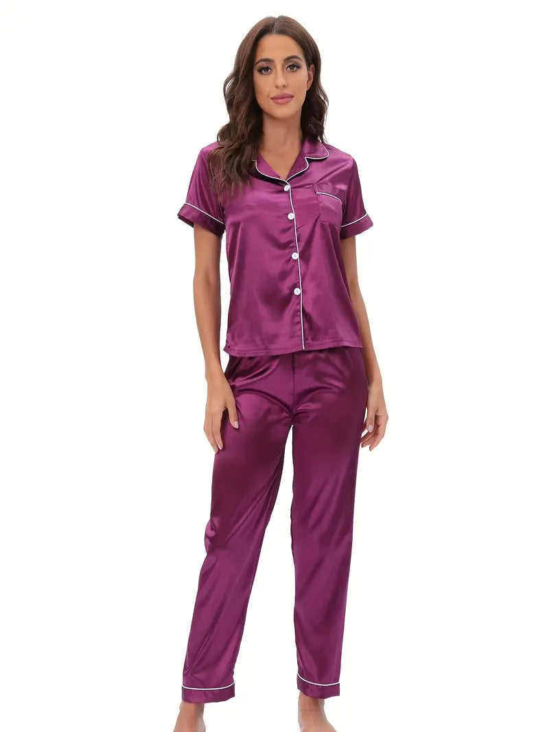 Purple Short Sleeves Nightsuit