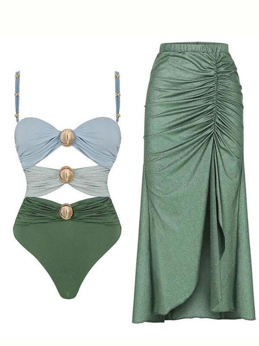 Green Strapped Monokini