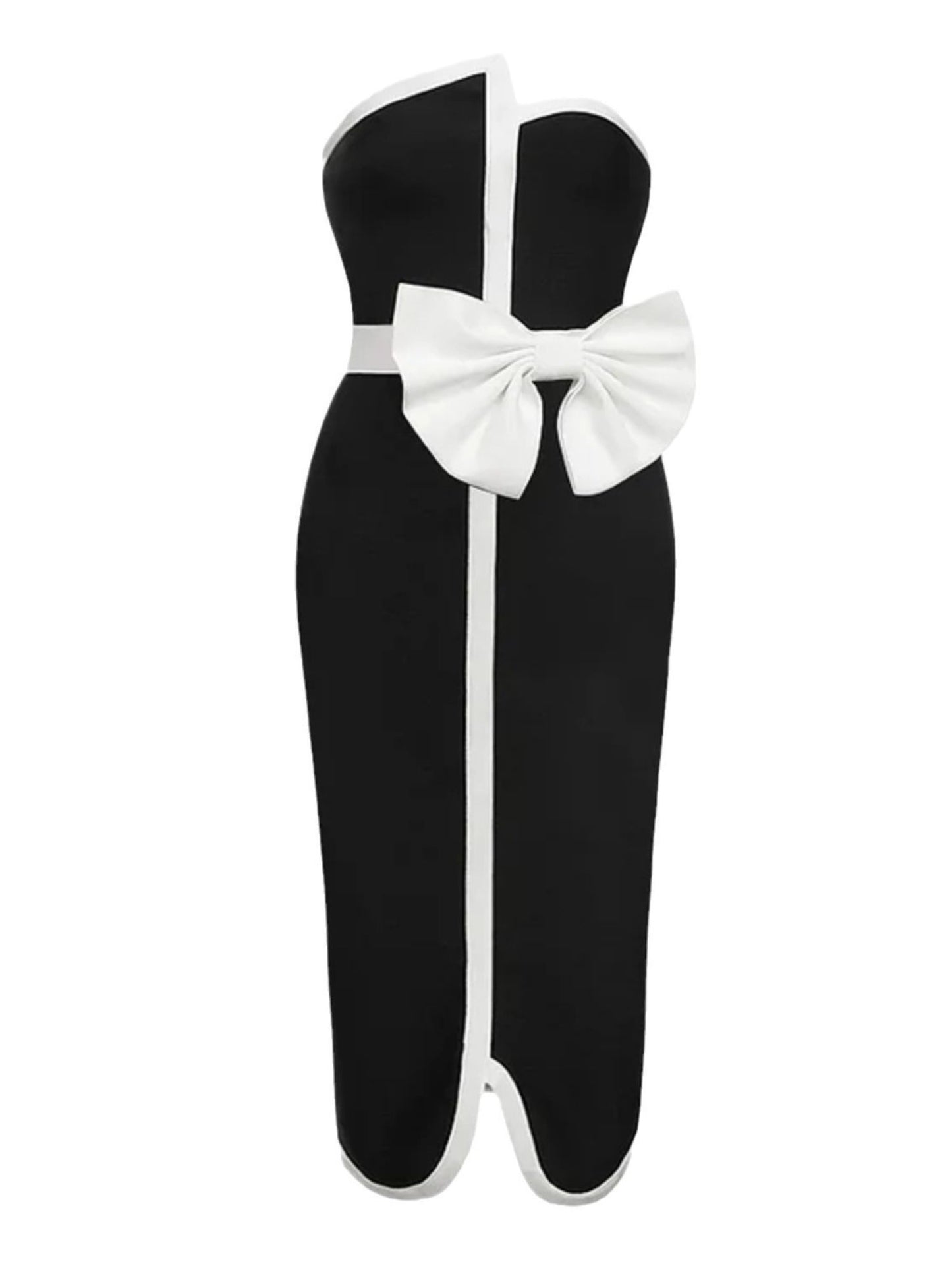 Black Strapless Bow Swimwear Set