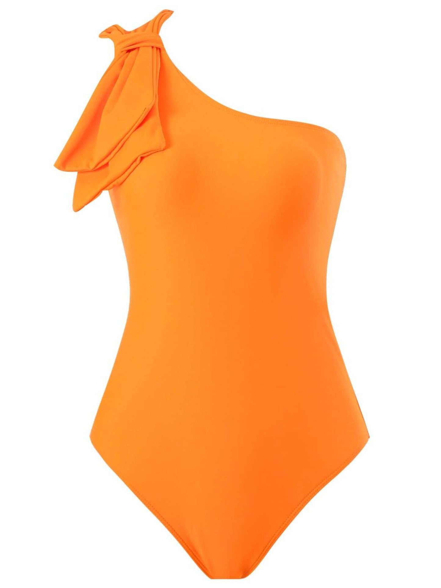 Vibrant Orange One-Shoulder Swimwear