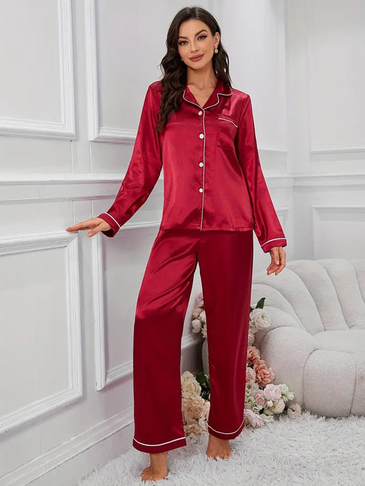 Bright Red Full Sleeves Nightsuit