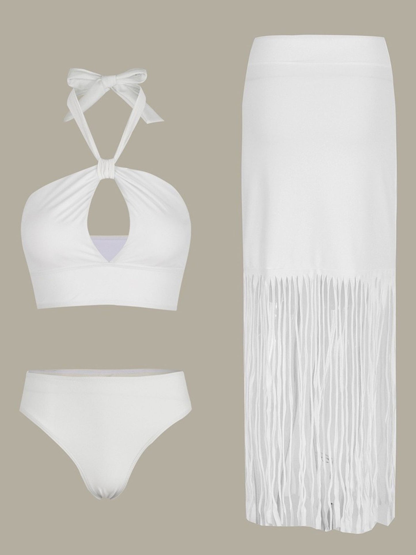 White Boho Criss Cross Swimwear