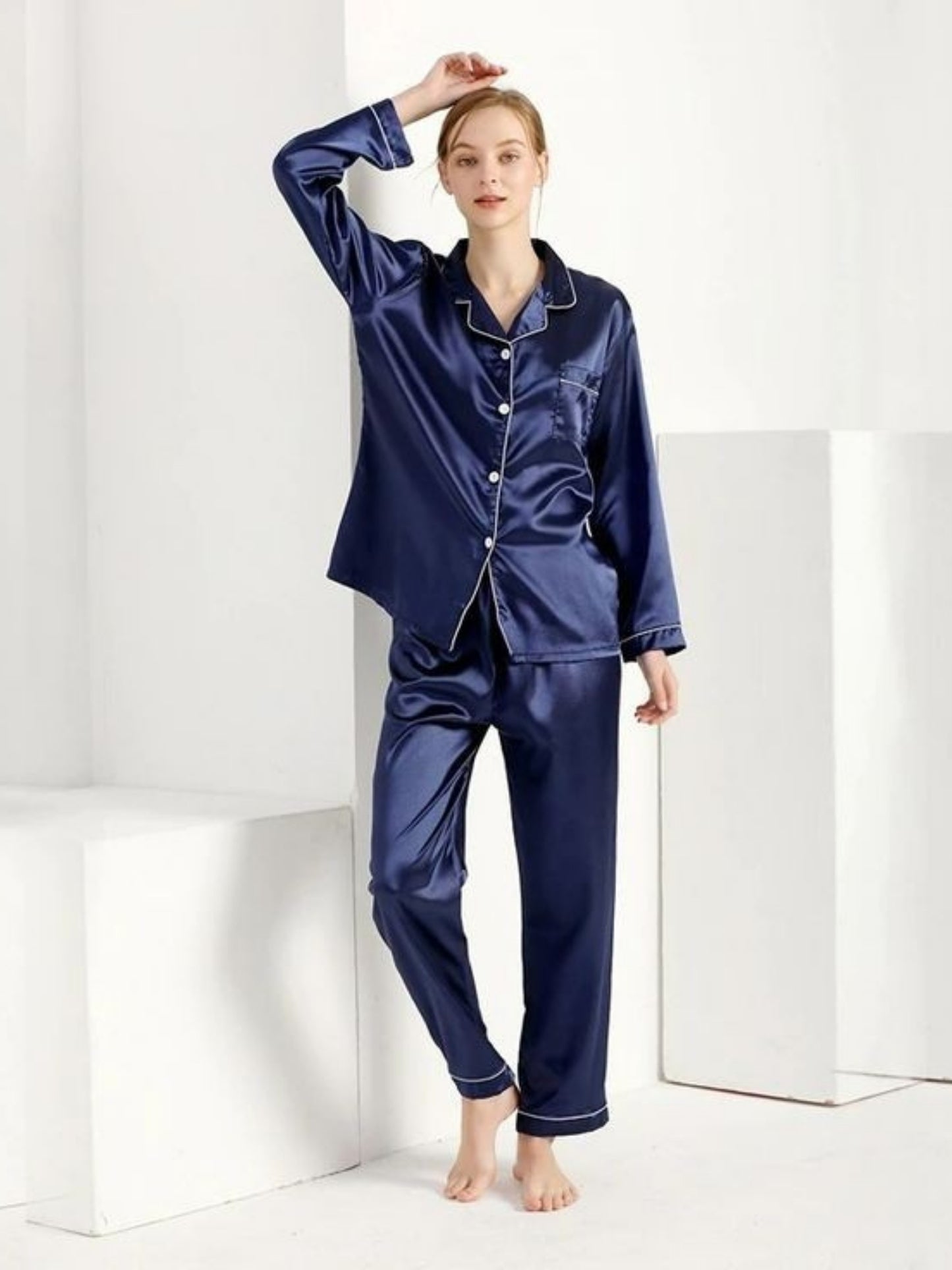 Navy Blue Full Sleeves Nightsuit