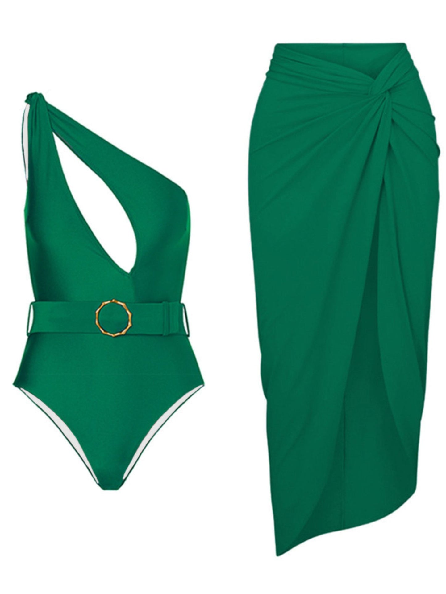 Elegant Green One-Shoulder Monokini