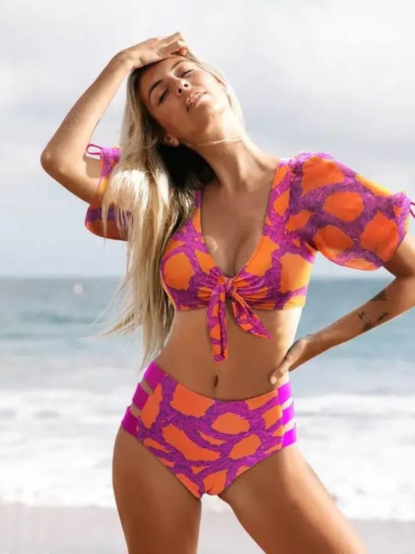 Vibrant Orange Bubble Swimwear