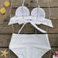 White Heart Strapless Bikini Set