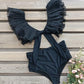 Black Butterfly V-Neck Swimwear