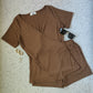 Brown Overlap Top and Shorts