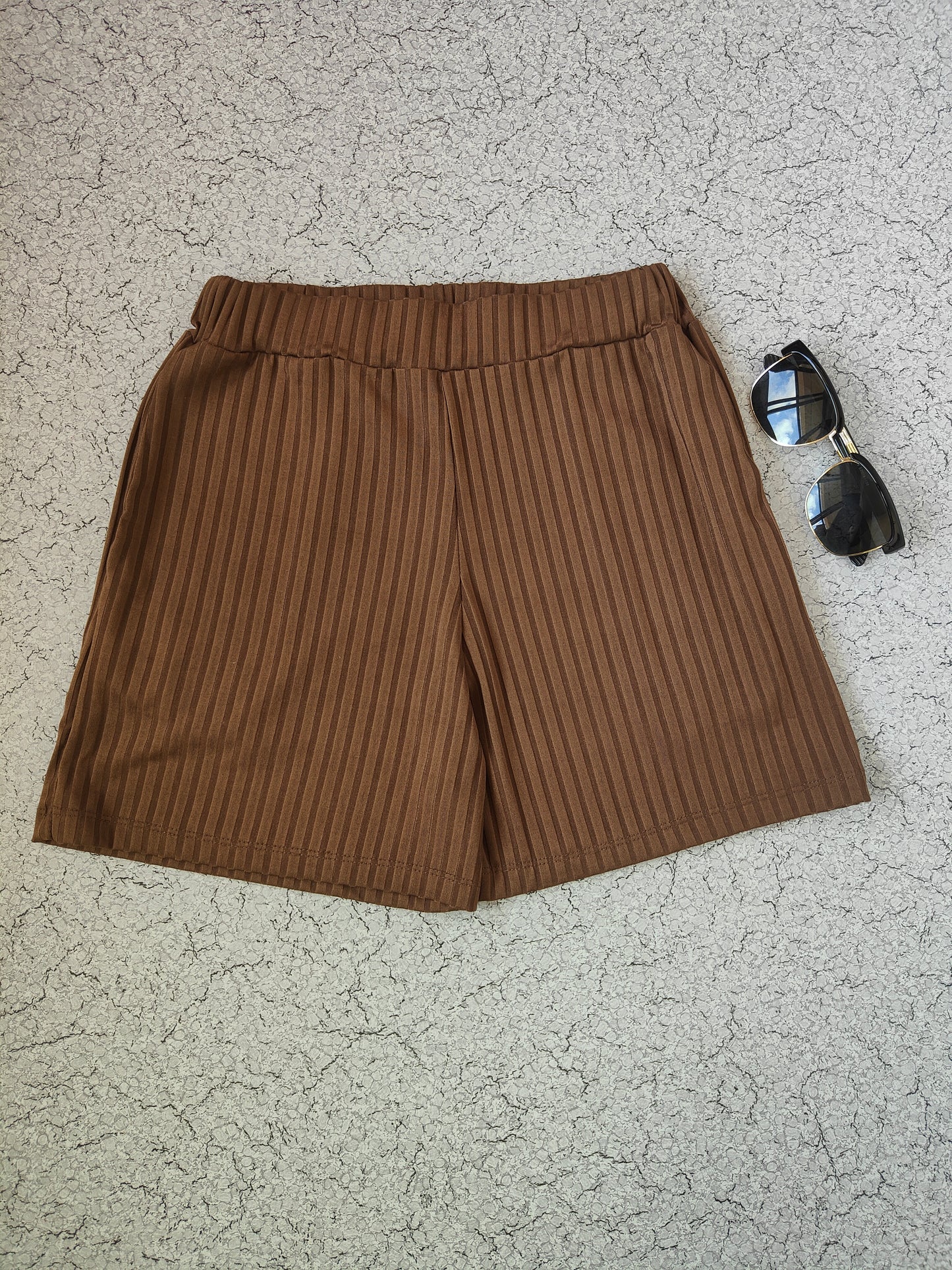 Brown Overlap Top and Shorts
