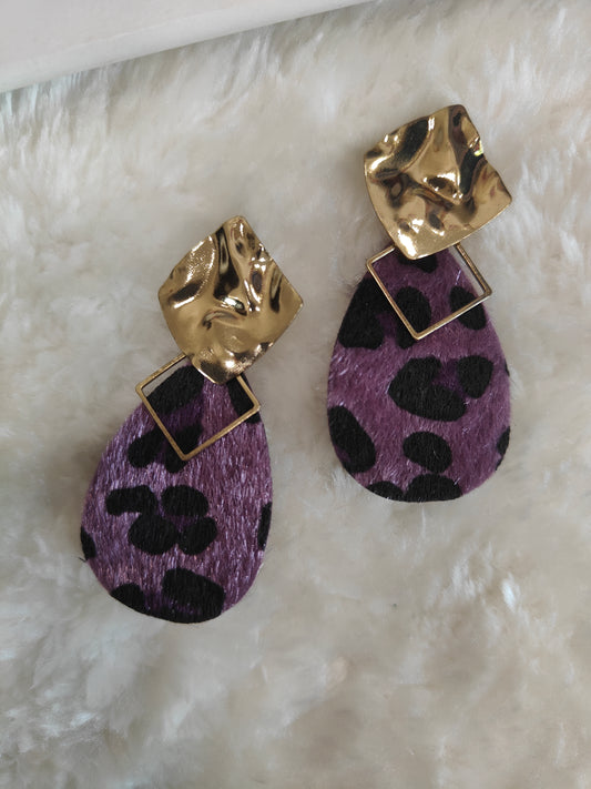 Purple Drop Statement Earrings