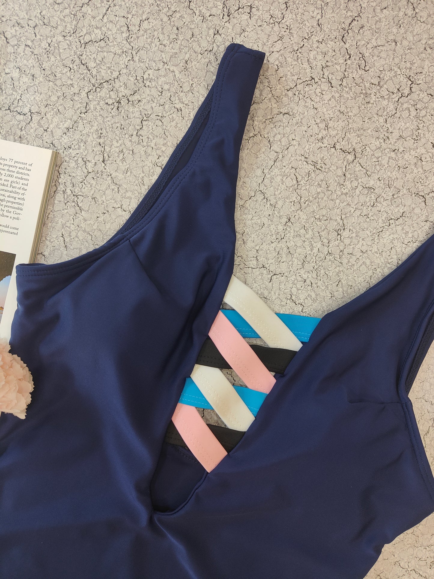 Blue Abstract Criss-Cross Swimwear