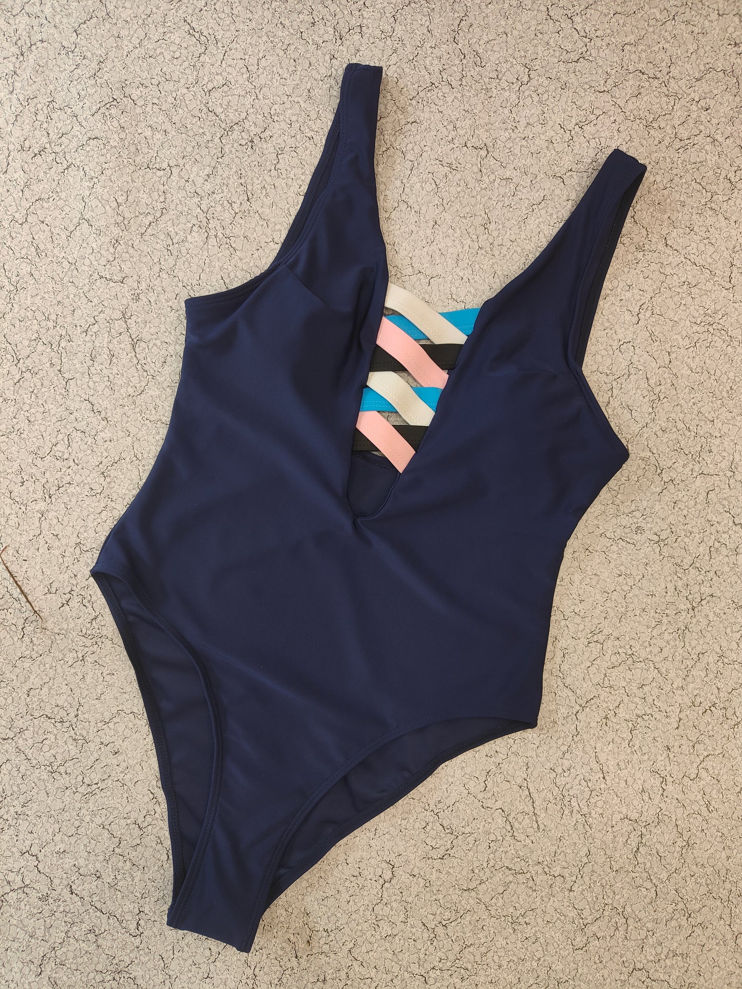 Blue Abstract Criss-Cross Swimwear