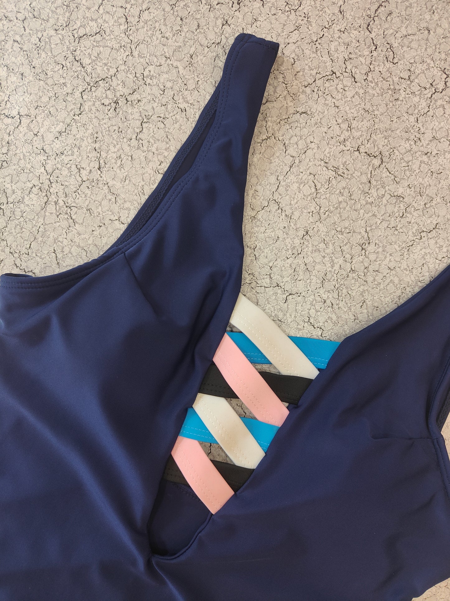 Blue Abstract Criss-Cross Swimwear