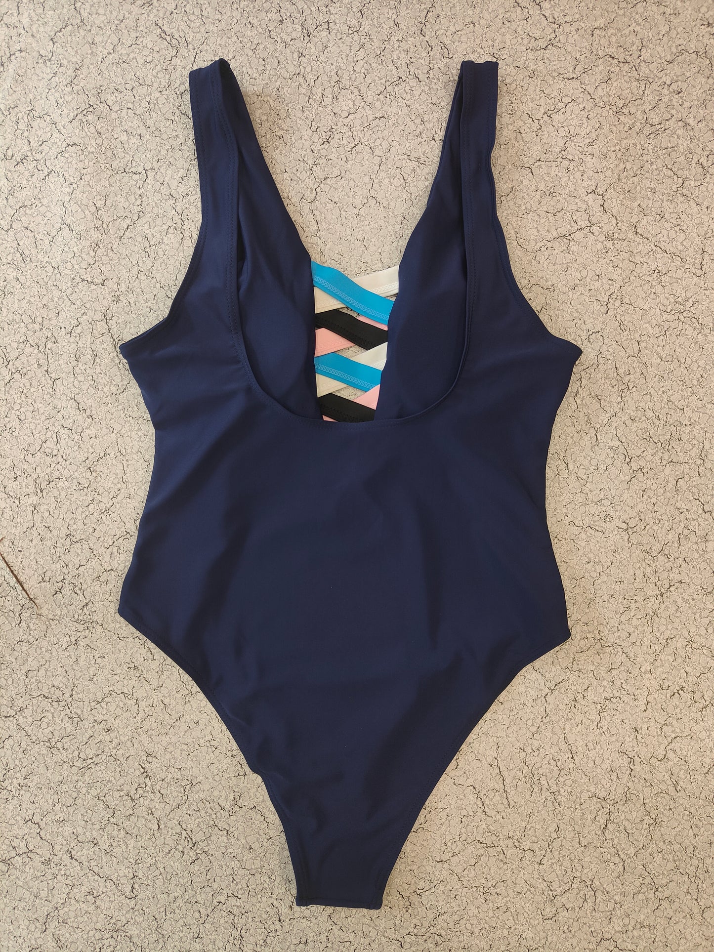 Blue Abstract Criss-Cross Swimwear