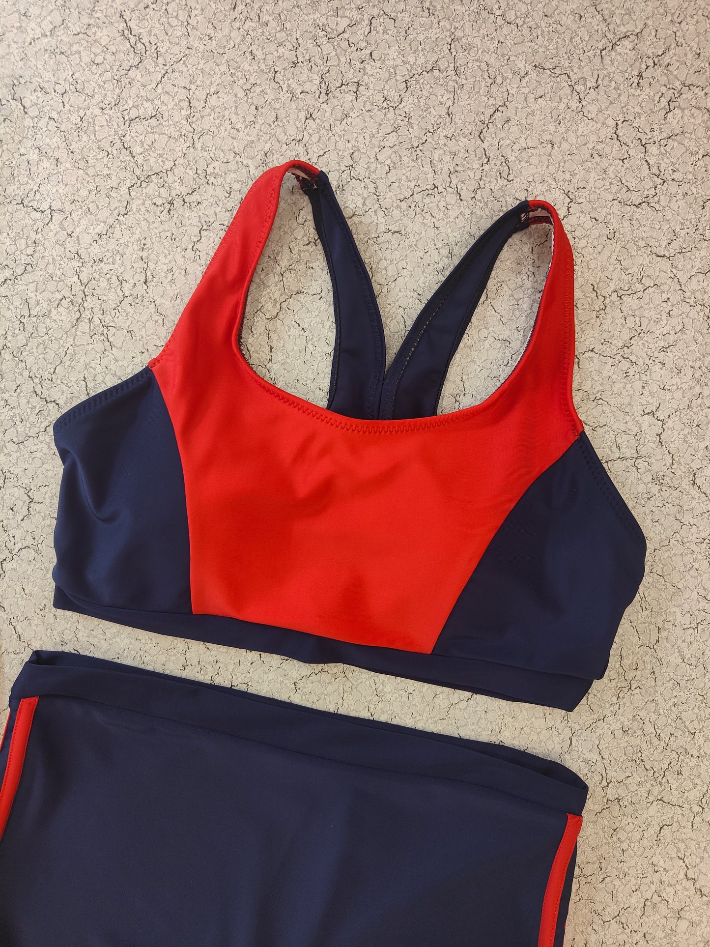 Red and Blue Short Style Swimwear