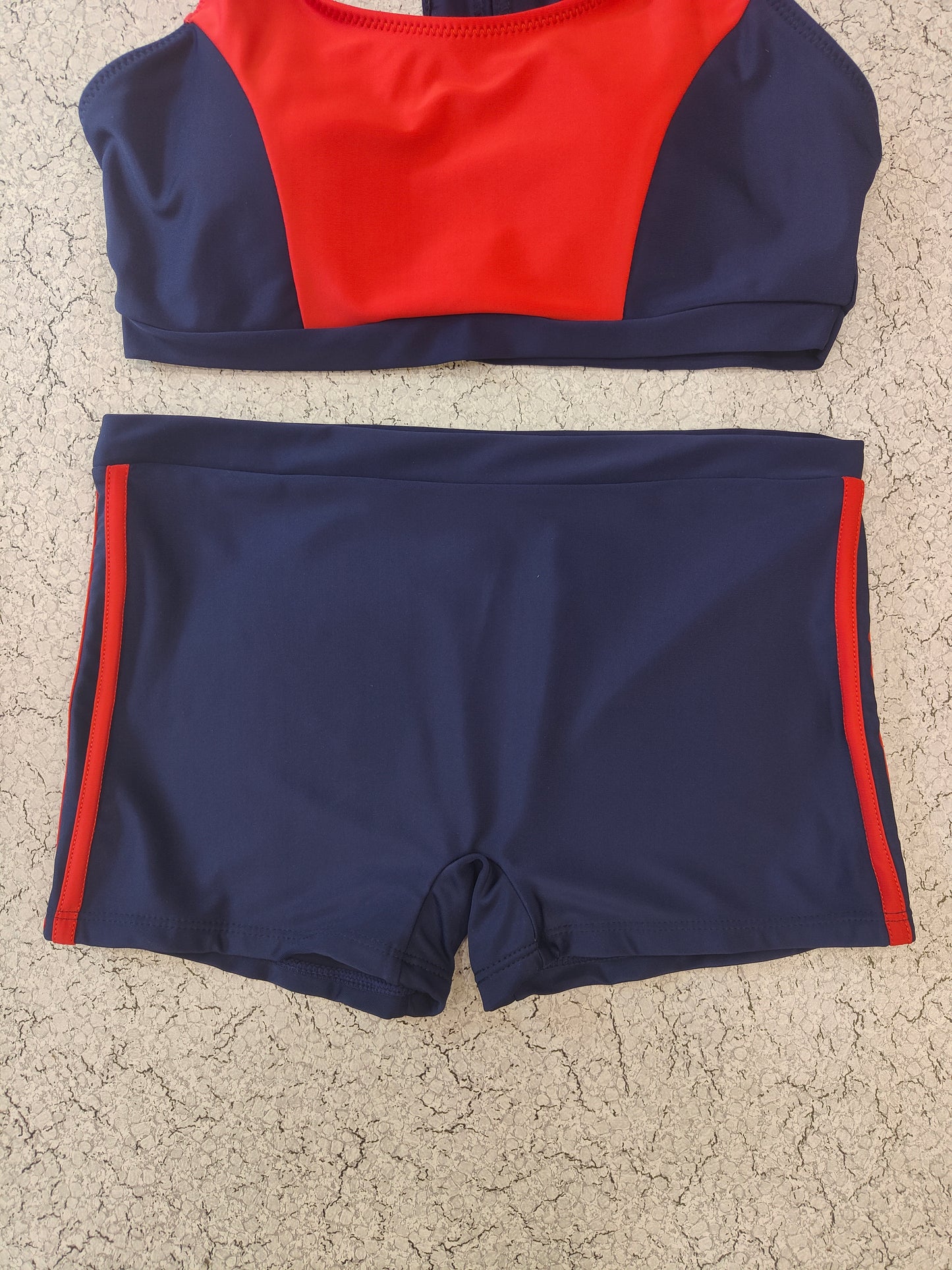 Red and Blue Short Style Swimwear