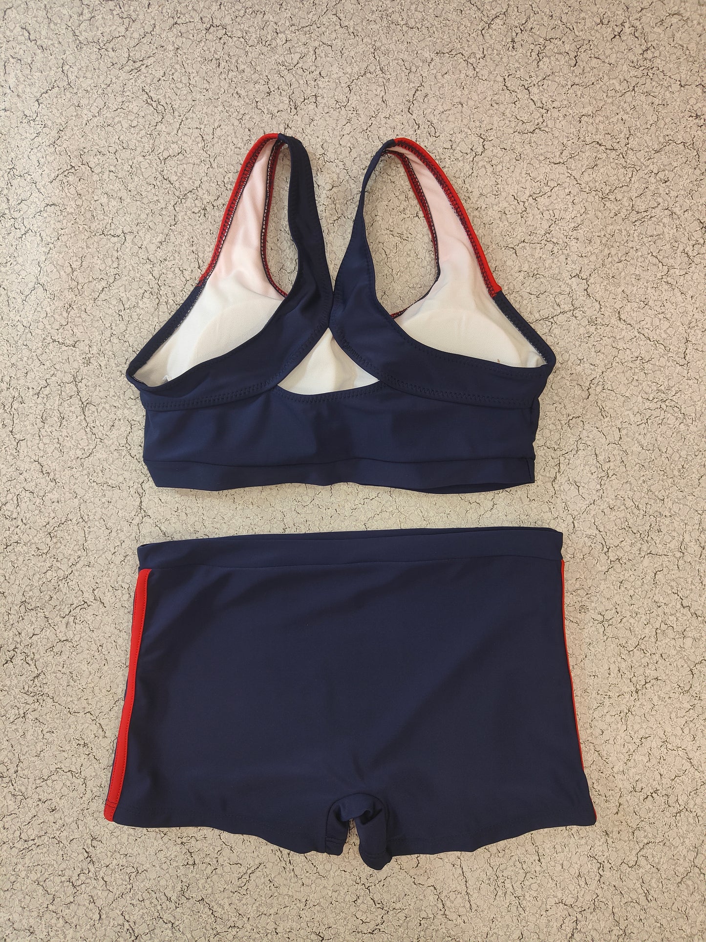 Red and Blue Short Style Swimwear