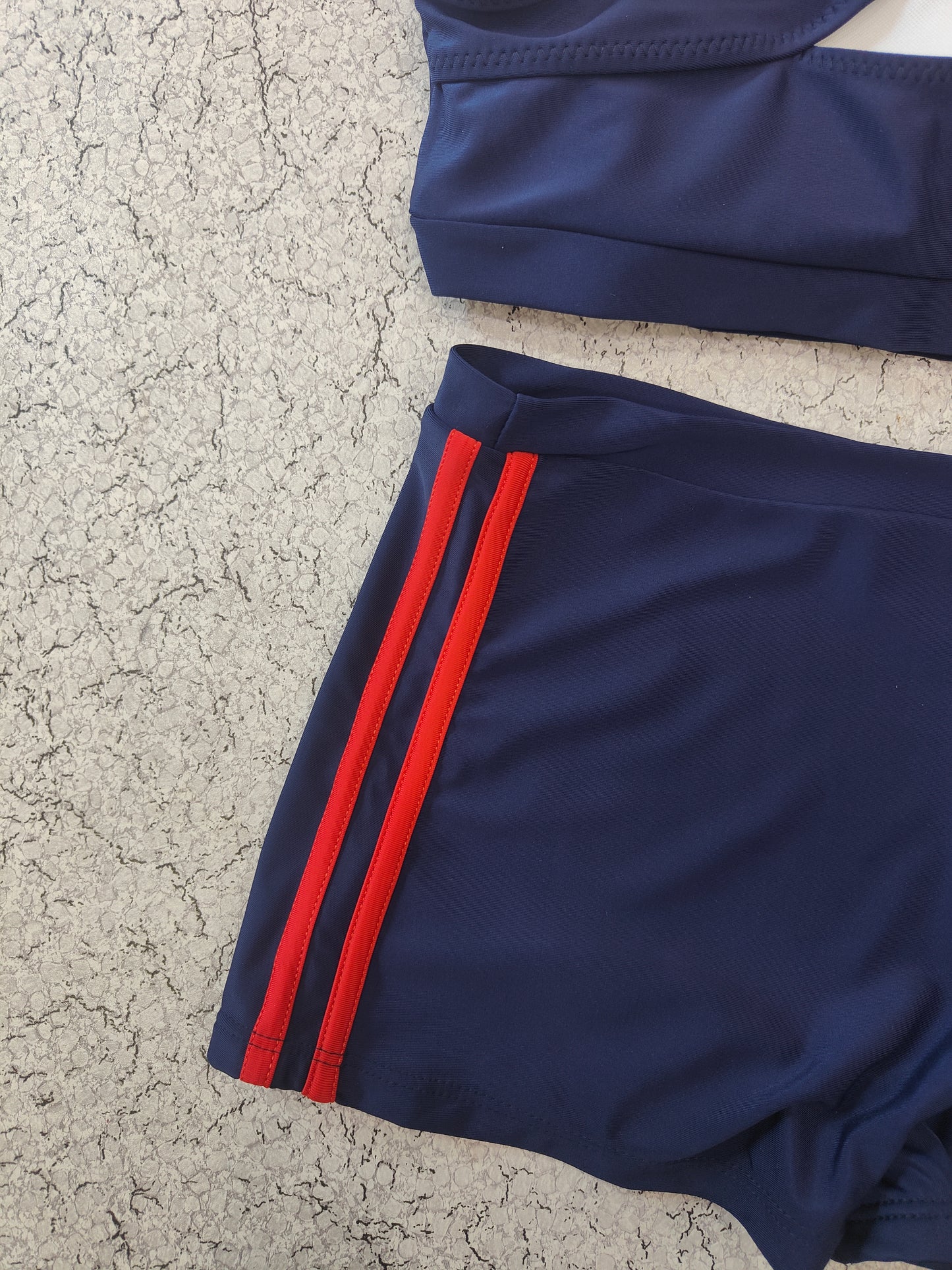 Red and Blue Short Style Swimwear