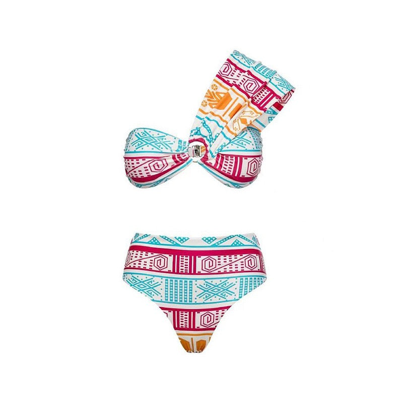 Multi One-Shoulder Bikini Set