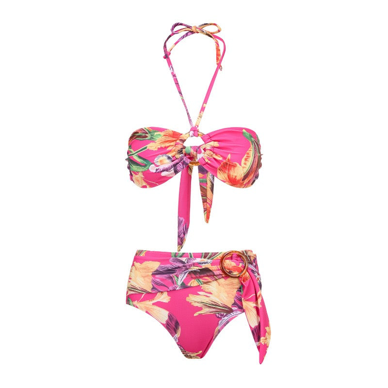 Hot Pink Floral Bikini Set