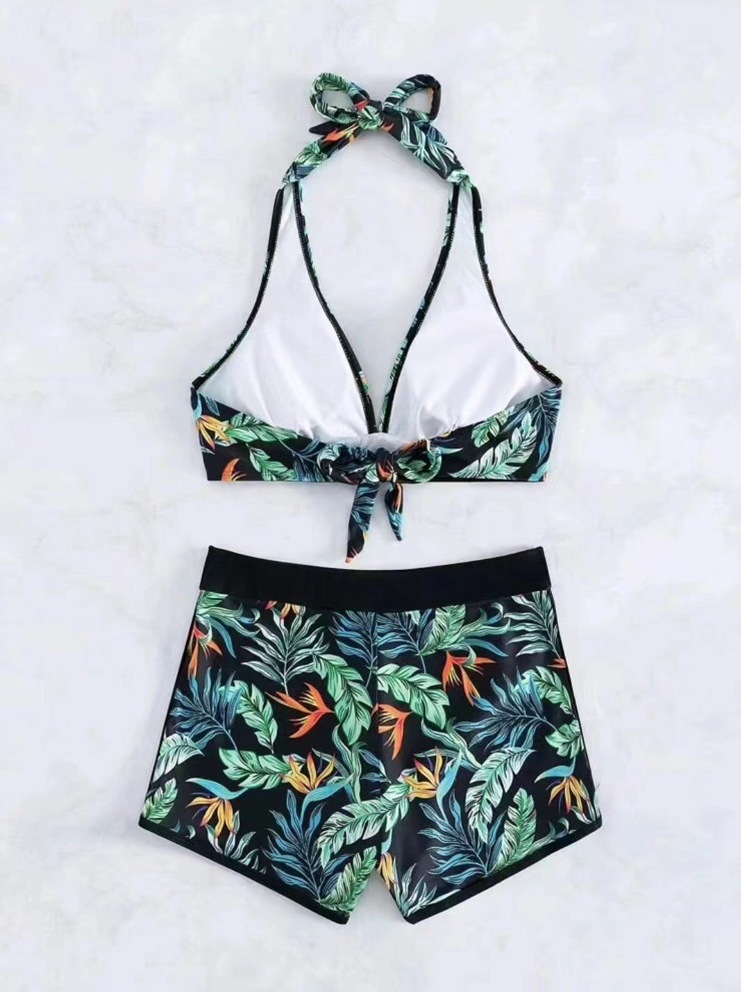 Tropical Elegance Black Swimwear
