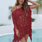 Maroon Mesh Cover Up Dress