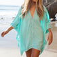 Blue V-neck Low-cut Cover Up