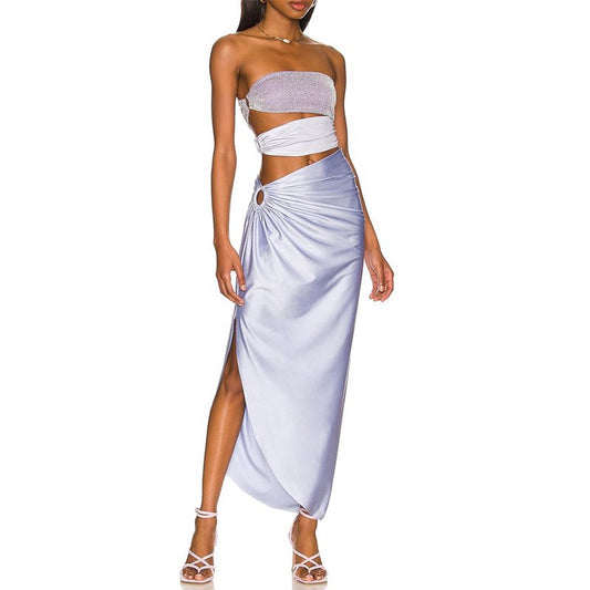 Pearl Strap Cutout Monokini and Skirt