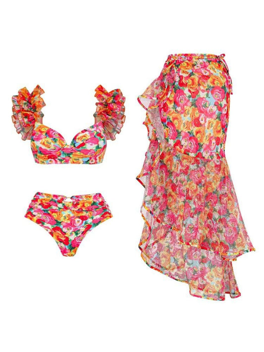 Multi Blossom Ruffled Swimwear