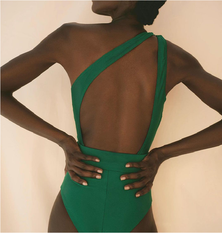 Elegant Green One-Shoulder Monokini