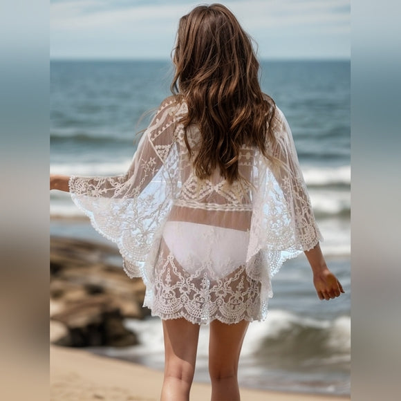 White Elegant Lace Sarong Dress