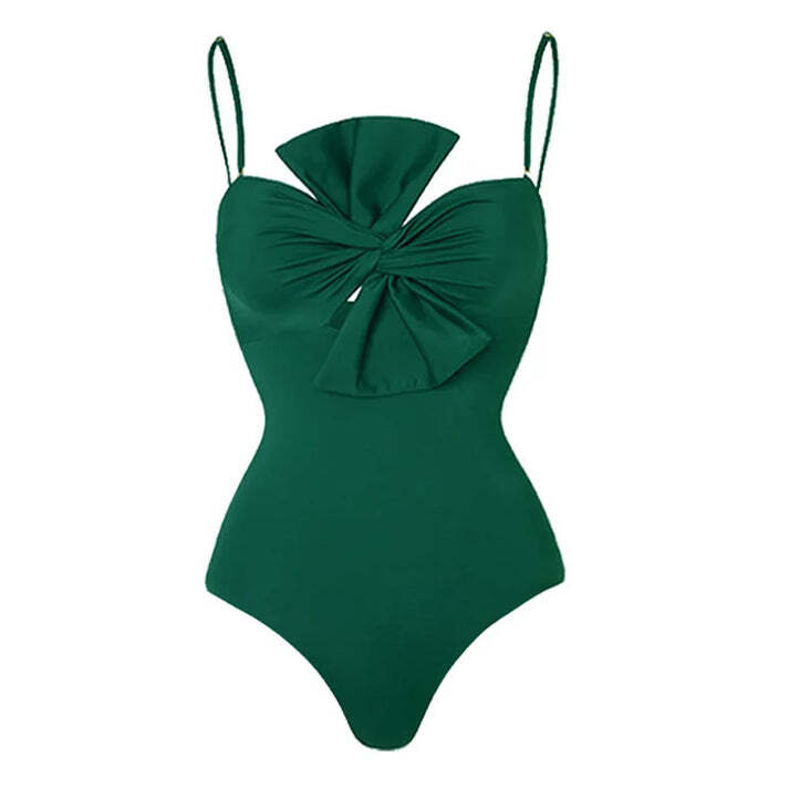 Green Bow Monokini Swimsuit