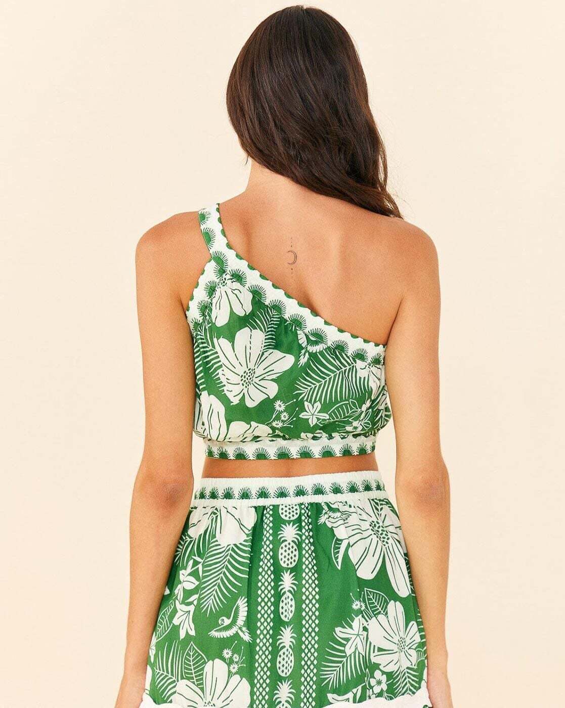 One Shoulder Green Beach Swimwear