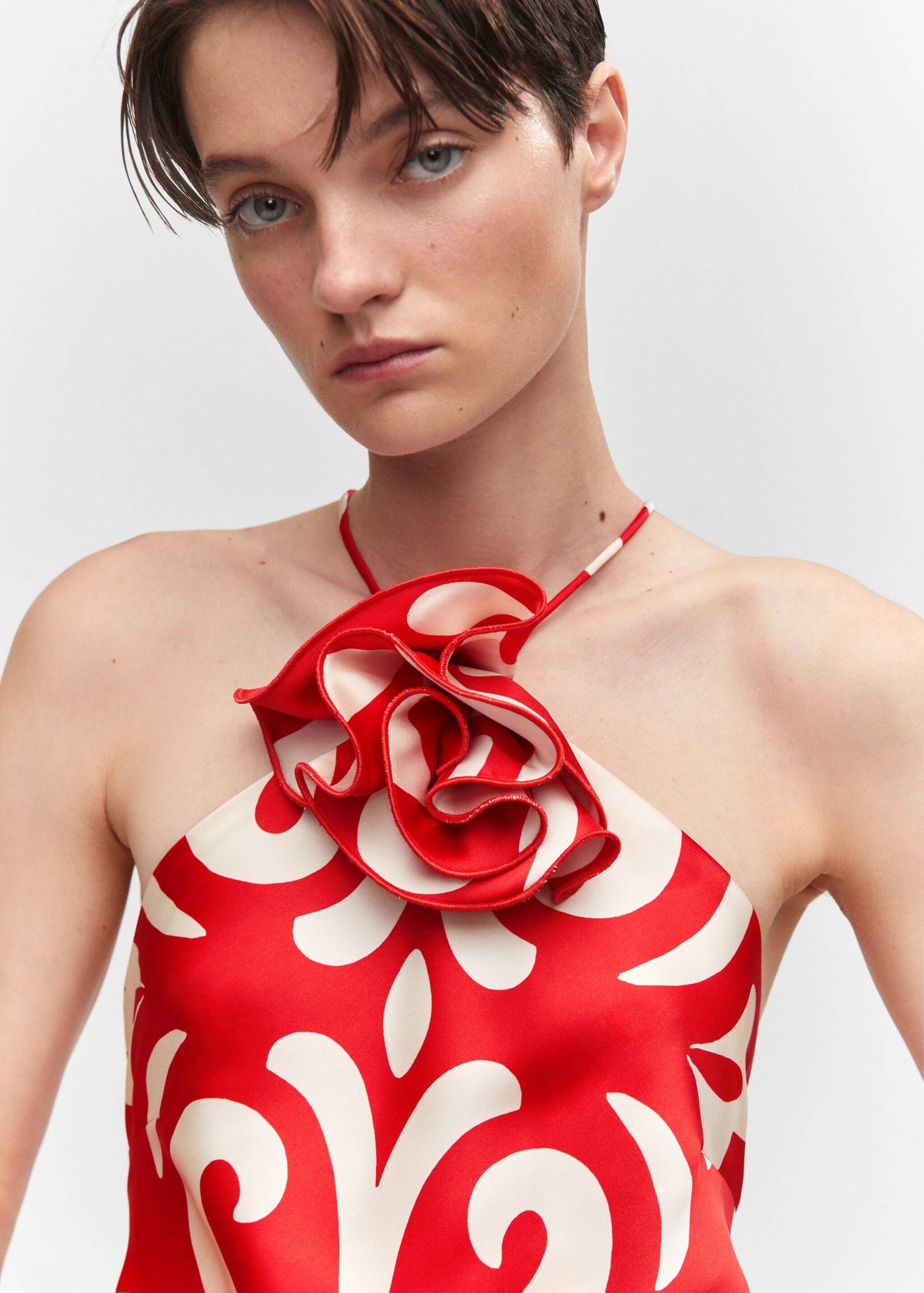 Abstract Red Singlet Dress