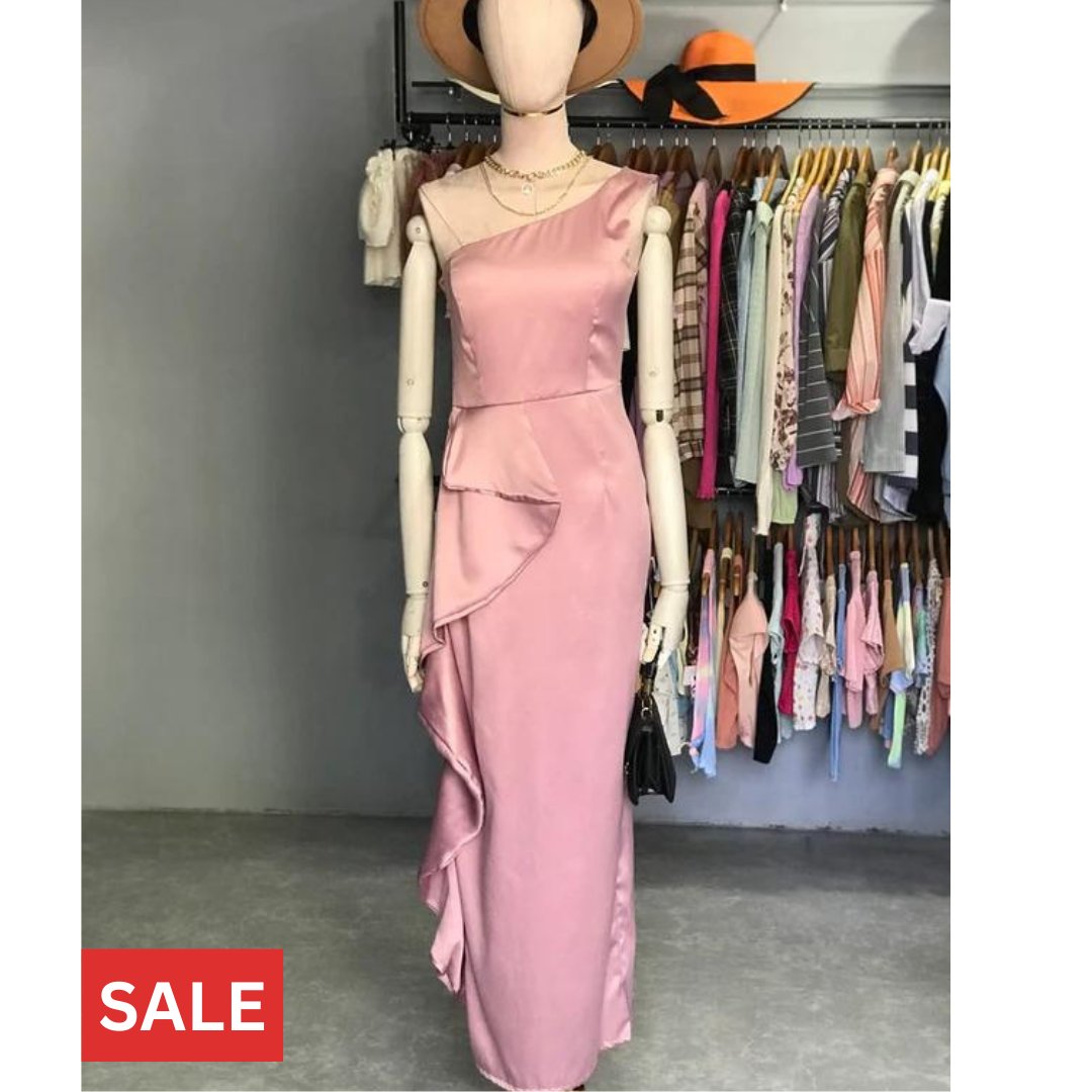One Shoulder Pink Dress