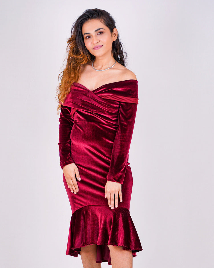 Redwine Velvet Dress