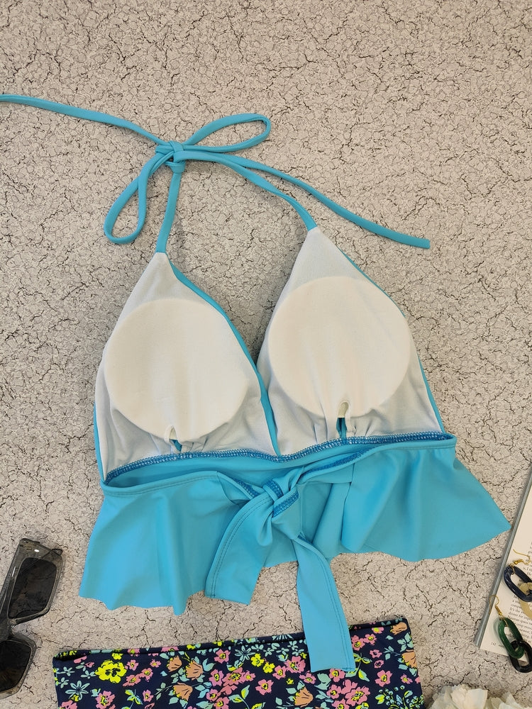 Turquoise Peplum Swimwear