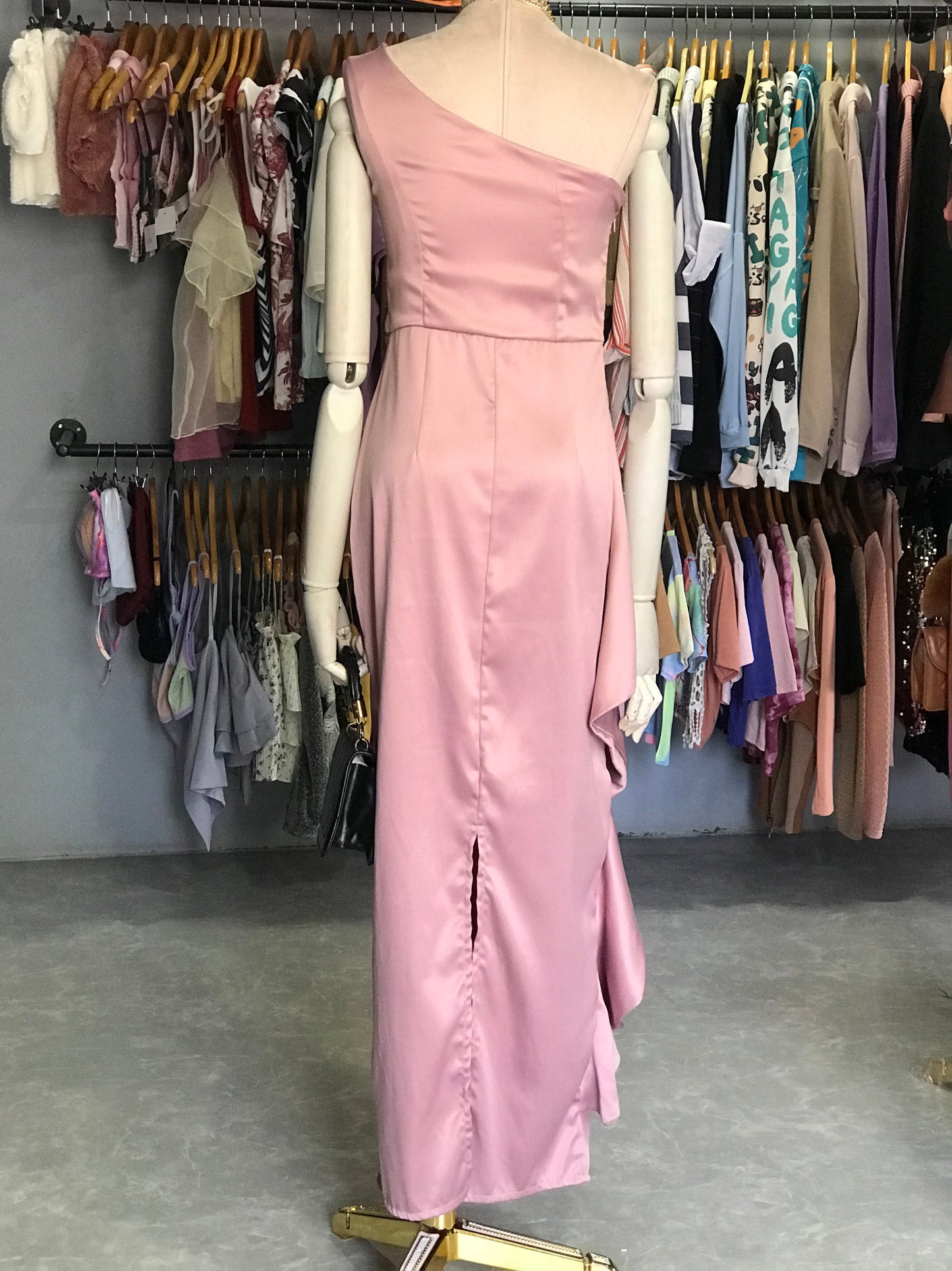 One Shoulder Pink Dress
