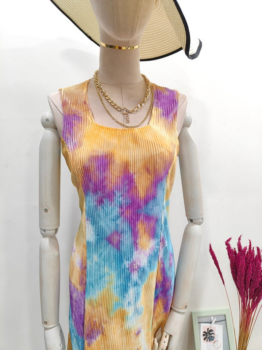 Pleated Tie and Dye Dress