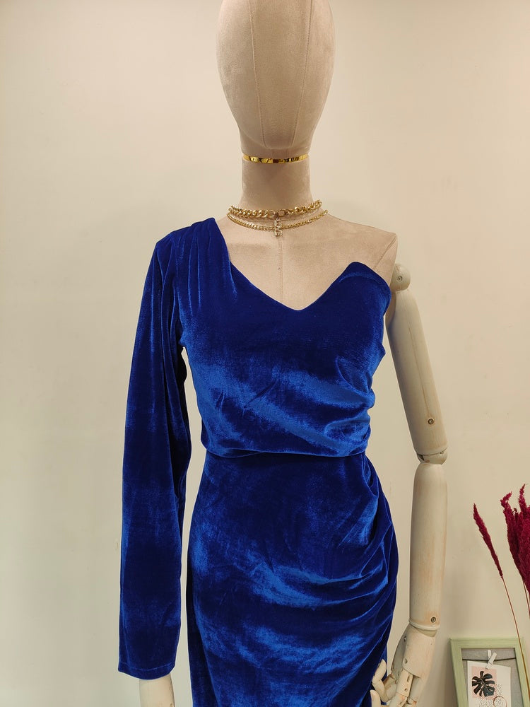 Vintage 1950s Electric Blue Satin 'Junon' Petal-Skirt Evening Dress, W –  Ian Drummond Vintage